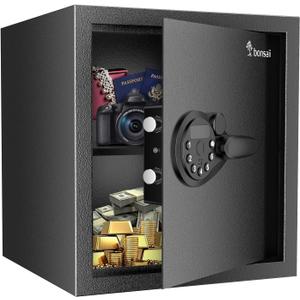 Bonsaii Security Safe Box,1.2 Cubic Feet Large Document Safe Box,New Type of Digital Keypad Lock,Removable Shelf for Money,Jewelry and Valuables,12.99 x 14.17 x 12.99 Inches