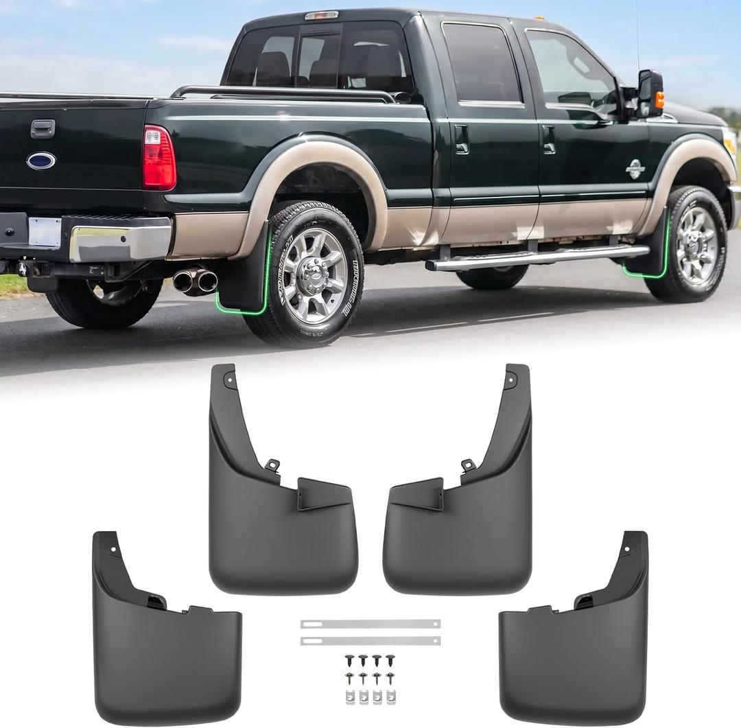 Mud Flaps for 2011-2016 Ford F250/F350-F550 Super Duty with Fender Flares(Single Rear Wheels) Splash Guards Mudguards Truck Accessories Front & Rear 4Pcs