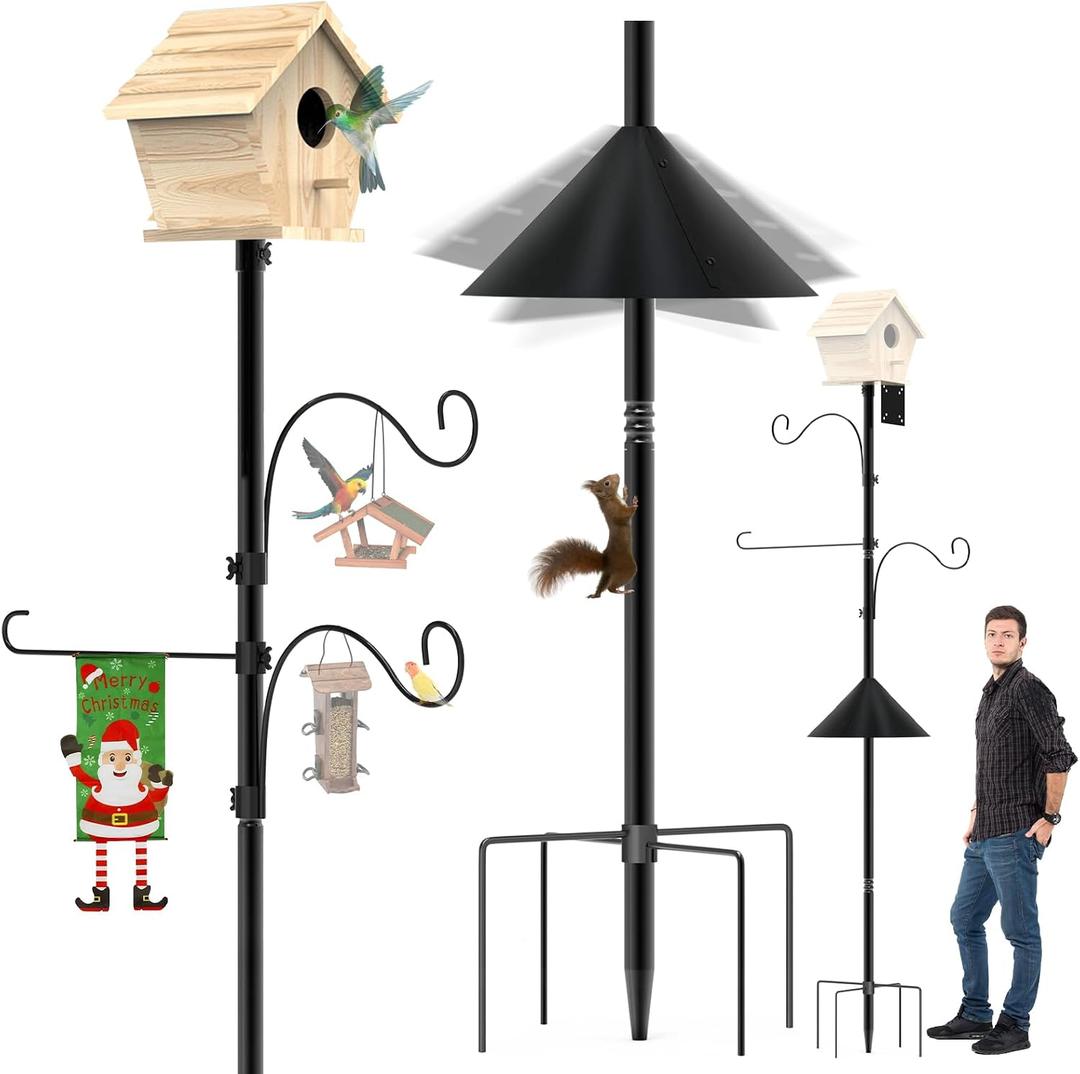 Bird Feeder Pole 118 Inch,Bird House Pole Mount Kit with Squirrel Proof BafflePresent for Mom,Good Luck Elephant Outdoor Statue Decorations,Funny Patio and Outdoor Yard Decoration
