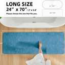 TYUU Bathroom Mat Quick Dry, Bathroom Rugs Non Slip Washable Thin Absorbent Bath Mat Fits Under Door Bathroom Floor Mat Perfect for Bath, Shower, or Sink 24"x70" Denim Blue