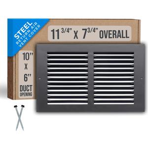 Fits 10x6 Duct Opening | Steel Return Air Grille by Handua | Vent Cover Grill for Sidewall and Ceiling | Black | HVAC Cold Air Intake Grille | Outer Dimensions: 11.75"W X 7.75"