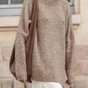 Saodimallsu Womens Oversized Tunic Sweaters Long Sleeve Crew Neck Chunky Knit Slouchy Casual Pullover Sweater Tops (Medium, Khaki)