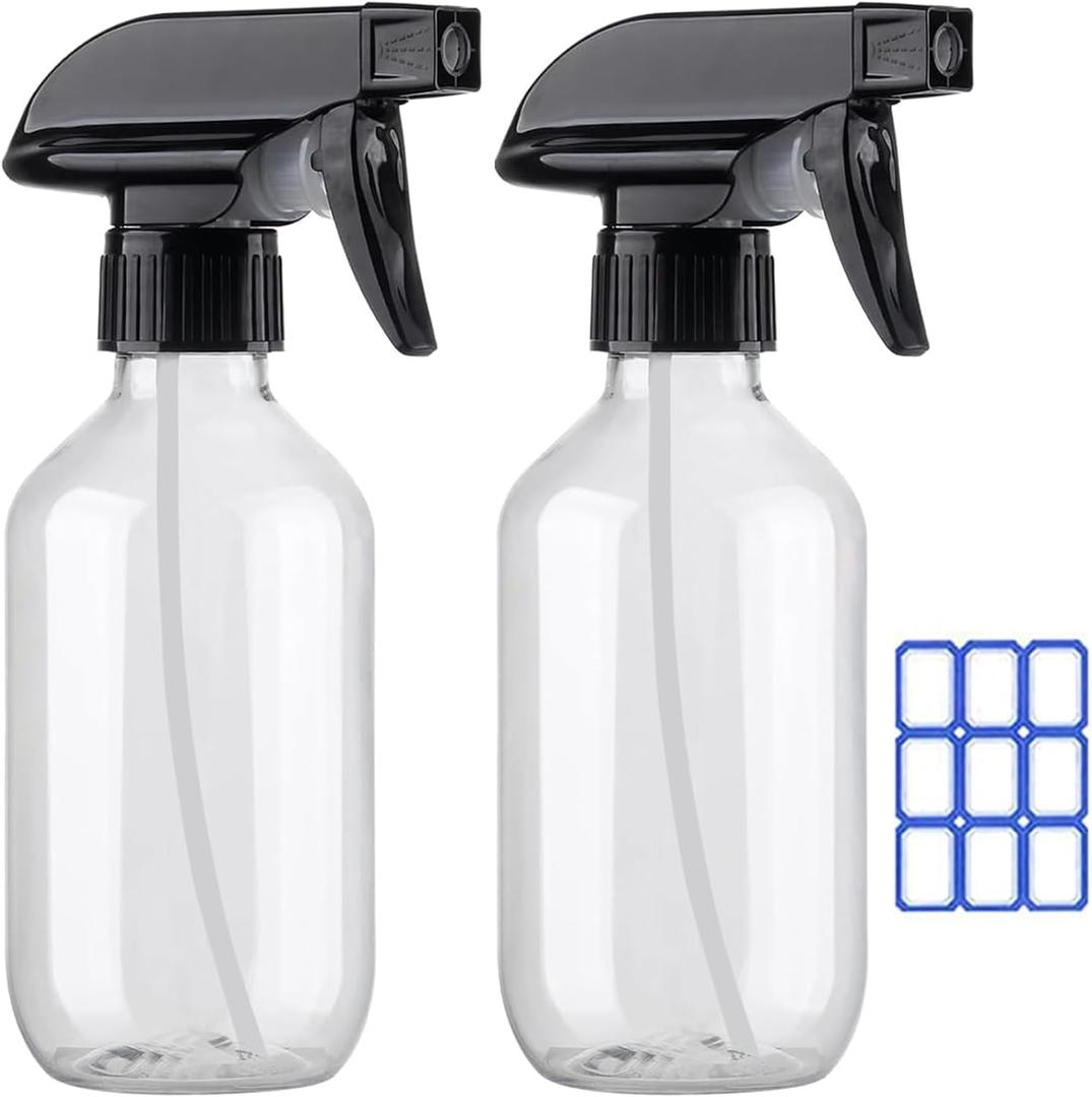 Unijoy Fine Mist Spray Bottles for Plants - 2-Pack 10oz Leak-proof Water Sprayer - Heavy Duty Small Plastic Empty Mister & Squirt Bottle with Adjustable Nozzle for Hair & Cleaning
