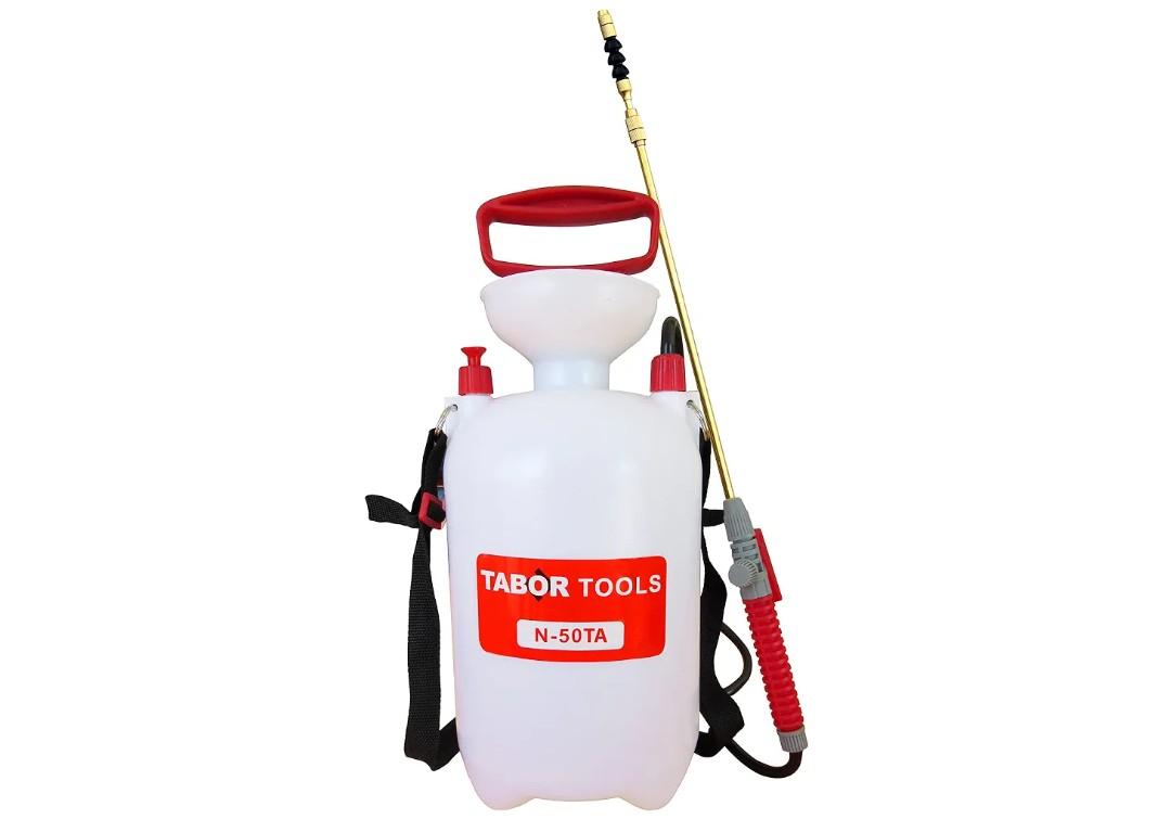 TABOR TOOLS 1.3 Gallon Lawn and Garden Pump Pressure with Pressure Relief Valve, Adjustable Shoulder Strap, Telescopic Adjustable Wand and Extra Set of Seals. N50TA