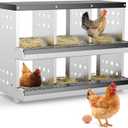 Chicken Nesting Box 6 Compartment for Chicken Coop - Heavy Duty Galvanized Steel Wall Mount with Vented Design & Removable Mats (31.9" L)