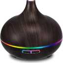 550ML Black Aroma Diffusers For Essential Oils, Large Office Essential Oils Aromatherapy Diffuser With Ambient Light & 3 Timer, Waterless Auto Off Cool Mist Humidifier Vaporizers For Bedroom Kids (Brown-No Oil)