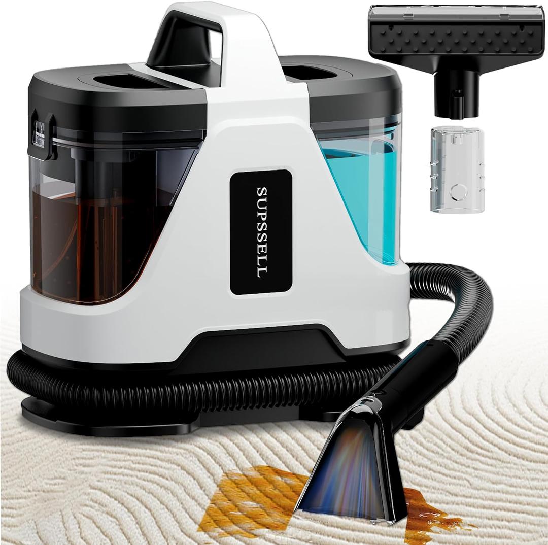 Carpet & Upholstery Cleaner Machine: Portable 16Kpa Suction, Self-Cleaning Pet Stain Remover: Spot Cleaner for Car Rug Sofa Stairs, Dual Tank, Spray Scrub System, Deep Cleaning for Rugs