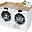 ROYXEN Washer Dryer Countertop, Laundry Countertop Solid Wood, Countertop for All Front-Loaded Washing Machine and Dryer, Extra Room for Laundry Room, White Oak