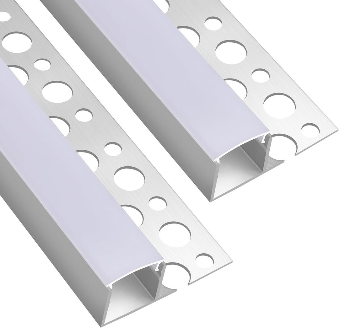 10 Pack 3.3ft/1Meter Plaster-in Recessed Drywall Led Strip Diffuser Aluminum Channel Profile for LED Strip Trimless Lighting Wall and Ceiling, 10M