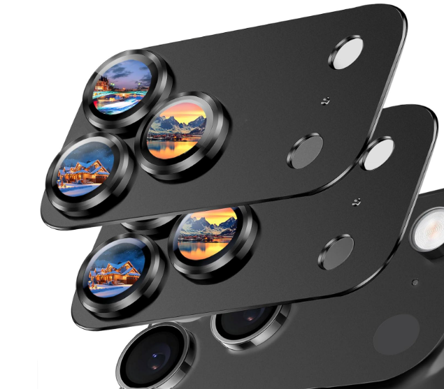 SiHPuoy 2 Pack Camera Lens Protector for iPhone 17 Pro Max Accessories, Metal Aluminum Alloy Tempered Glass Camera Protector, [Military Grade Shatterproof] [Case Friendly]Black