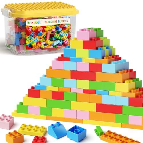 burgkidz 150PCS Jumbo Building Blocks with Clear Storage Box & Baseplate Lid - STEM Educational Toys for Toddlers 3+ Years, Compatible with Major Building Systems