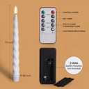 White Flameless Taper Candles with Remote, Spiral Candles Battery Operated, Flickering LED Wax Candlesticks Set of 6