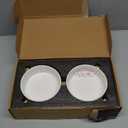 SPUNKYJUNKY Ceramic Dog and Cat Bowl with Wood Stand Non-Slip Matte Glaze Weighted Food Water Set for Cats &Small Dogs 13.5 OZ (1.7 CUPS, White  2)