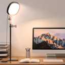 PQRQP Desk Ring Light with Stand & Built-in Phone Mount, CRI ≥97, Adjustable Ring Light for Computer Webcam Meetings, Video Calls, Recording & Home Office(Ebony Black)