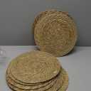 12 in Round Woven Placemats Plate Chargers Set of 10, Rattan Wicker Table Mats for Dinner Plates, Boho Farmhouse Rustic Place Mats for Dining Table Decor (Natural Color)