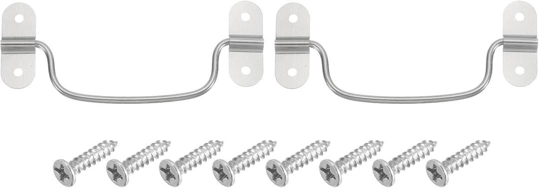 Uxcell 2Pcs Chest Handles, 120 x 42mm Side Ring Pull Lifting Handle, Metal Wooden Box Puller Handles with Screws for Home Toolbox Case Drawer, Silver