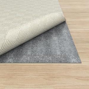 Non Slip Rug Pad, Thick Felt Rug Pads for Hardwood Floors, Under Area Rugs Protective Cushioned Pads for Carpet, Felt and Rubber Underfoot Carpets for Home Place Surface Safe (Grey, 2' x 3')
