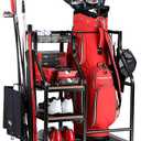 Golf Bags Storage Garage Organizer- Golf Bag Stand for Golf Bags, Clubs, Balls, Golf Equipment Accessories, Golf Bag Storage Rack with Wheels for Garage, Club, Basement