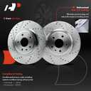 A-Premium 12.80 inch (325mm) Front Drilled and Slotted Disc Brake Rotors Compatible with Select Ford & Lincoln Models - Explorer 2011-2019, Taurus 2010-2019, Flex 2009-2019, MKS, MKT, 2-PC Set