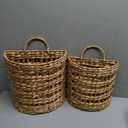 Set of 2 Wicker Hanging Basket for Organizing, Front Door, Mail, Flowers - Woven Wall Baskets for Storage