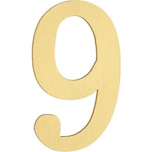 uxcell House Numbers for Outside, 2.8 Inch Magnetic Brass Self Adhesive Mailbox Decor Number Stickers for Apartment Office Hotel Room Door Signs(Number 9)