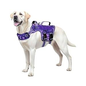 Dog Harness for Large Dogs Heavy Duty, No Pull Tactical Dog Harness with Molle System, Easy On and Off Service Dog Vest, Breathable Padded, Adjustable Reflective Pet Vest for Walking Hiking Training