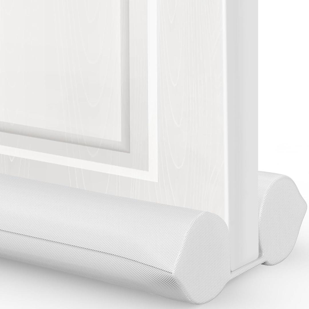 Comfyanno Under Door Draft Stopper - Bottom Door Gap Filler & Seal - Fits 30” to 36” Door, Block Cold Air, Noise, Sound, Wind, Bugs, Easy to Install, Double Side Block, No Adhesive, White