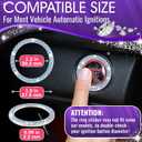 Bling Car Decor Crystal Rhinestone Car Bling Ring Emblem Sticker, Bling Car Accessories for Auto Start Engine Ignition Button Key & Knobs, Bling for Car Interior, Unique Gift for Women (Blue)