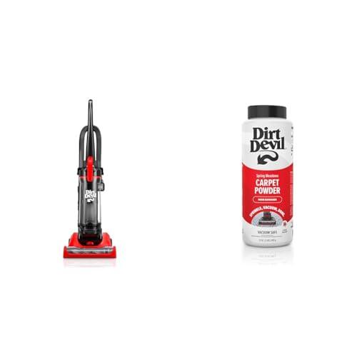 Dirt Devil Multi-Surface+ Upright Bagless Vacuum Cleaner Machine for Carpet and Hard Floor, UD76200V + 32 oz Carpet Powder, Room Refresher, Odor Eliminator, Spring Meadows Scent, AD31210