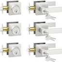 Exterior Door Lock Set with Deadbolt, Door Locks for Front Door with Single Cylinder Deadbolt Lock, Brushed Nickel Door Handle with Key for Front Door, 3 Pack (All Same Keyed Alike)