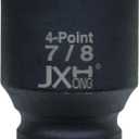 1/2" Drive 7/8" 4-Point Square Impact Socket, Heat Treated Cr-V Alloy Steel