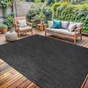 Washable Indoor Outdoor Rug 10x14 Weather Resistant Area Rugs Modern Solid for Porch Deck Balcony Backyard Patio Outside Carpet (10 X 14 Dark Grey)