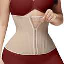 SHAPSHE Waist Trainer for Women Tummy Control Workout Waist Cincher Corset Shapewear Postpartum Body Shaper with Zipper Hook (Large, Tan)