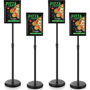 LEIFIDE 4 Pack Sign Holder Stand 8.5 x 11'' Adjustable Heavy Duty Pedestal Floor Sign Holder Poster Stand for Outdoor Indoor Advertising, Rotatable, Vertical & Horizontal View Displayed(Black)
