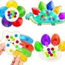 4PC Color Sorting Sensory Toys for Toddler, Travel Toys Roadtrip Activities for Kid 3-5 Fine Motor Autism Autistic Fidget for Classroom Calm Down Toy for Kid 2 3 4 Year Old Boy Girl Dementia Gift