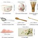 Matcha Set 8-Piece Ceremonial Matcha Whisk Kit with Pink Cherry Blossom Bowl, Bamboo Whisk & Chasen Stand, Traditional Tea Tools for Tea Lovers & Home Ritual Cream White Gift for Women