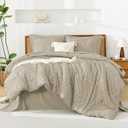 Litanika Light Hazel Queen Size Comforter Set with Sheets - 7 Pieces Bed in a Bag Queen Boho Tufted Complete Bedding Sets with Comforter, Sheets, Pillowcases & Shams