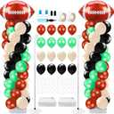 Kasyat 2 Sets Football Party Balloon Column Stand Kit with 2 Football Foil Balloons 100 Latex Balloons, Adjustable Balloon Stands for Game Sports Birthday Party Themed Decorations (Brown)