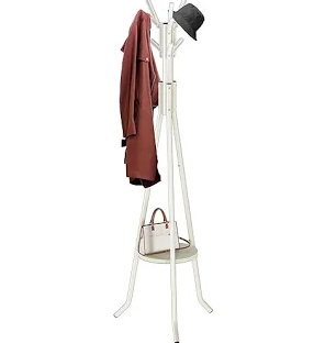 Simple Houseware Freestanding Coat Rack with Shelf, 9 hooks, White