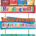 Reading Hanging Sign,Reading Classroom Decor,Reading Will Take You Everywhere Decor,Inspirational Quotes Wall Art,Library Sign Read Book,Classroom Poster Educational Plaque for Nursery Kids (Colourful)