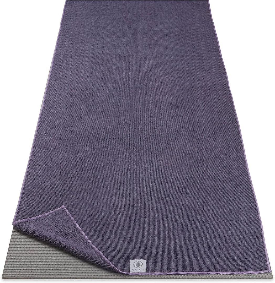 Gaiam Yoga Mat Towel Microfiber Mat-Sized Yoga Towel for Hot Yoga (24"W x 68"L, Heron Lilac)