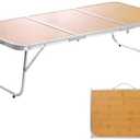 Moosinily Small Camping Table 3FT Folding Picnic Table Foldable Low Camp Table Portable Short Aluminum Outdoor Short Floor Beach BBQ Yellow 35.2×15.7 inch Yellow
