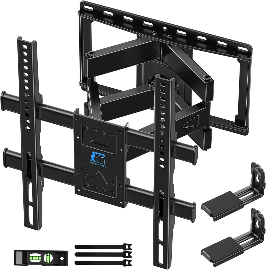 HOME VISION Full Motion TV Wall Mount with Soundbar Bracket for 32-70 Inch TVs, Articulating Dual Arms, Swivel and Tilt, Fits 8" 12" 16" Stud, Max VESA 400x400mm, up to 132lbs