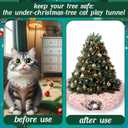 Leyndo 37 x 10 Inches Christmas Santa Cat Tunnel Bed Under Christmas Tree with Central Mat for Xmas Tree Skirt Warm Soft Cat Tube in Red Green Multifunctional Decorative Bed