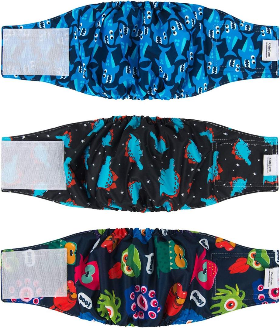 CuteBone Dog Belly Bands for Male Dogs Wraps Washable Doggie Diapers DM07S (S(11"-14"))