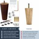 Airy Abode Premium Walnut Wood Furniture Legs (Full Install Kit) - Pick Your Size and Color