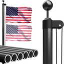 TOCRETOARE Heavy Duty Flag Pole, 20FT 12 Gauge Extra Thick Aluminum Flagpole Kit, 100MPH Wind Tested, Includes 3x5 American Flag, for Outside House In Ground