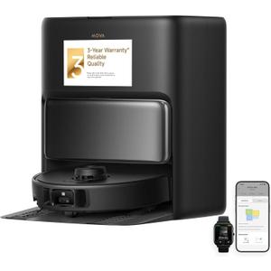 Mova P50 Pro Ultra Robot Vacuum and Mop, 19,000Pa Suction with Anti-Tangle Brush, Removable & Liftable Mop for Carpet & Floor, 167 Mop & Washboard Self Drying & Cleaning, Auto Empty & Refill, Black