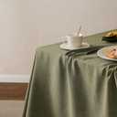 Linen Tablecloth for Rectangle Table, 52x70 Inch Olive, Farmhouse Style Green Tablecloth, Water Resistant Burlap Tablecloths for Dining Table Farmhouse Kitchen