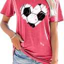 Baseball T Shirts for Women Baseball Mom Shirt Tee Funny Baseball Heart Graphic Casual Baseball Lover Gifts (Red, XXL)